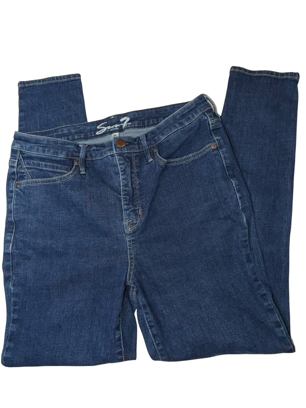 Seven7 Women's Skinny High-Rise Dark Blue Jeans